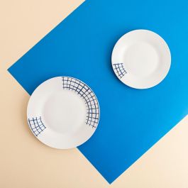 Quid Vajilla Kansas de Porcelana 18 Piezas para 6 Personas Azul - Apta Lavavajillas y Microondas