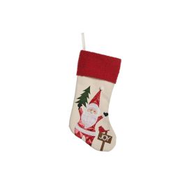 DKD Home Decor Calcetín Navidad Tradicional Poliéster Crema/Rojo 50 x 25 cm para Decoración Hogar Festiva Precio: 6.50000021. SKU: B1J5P58RVL