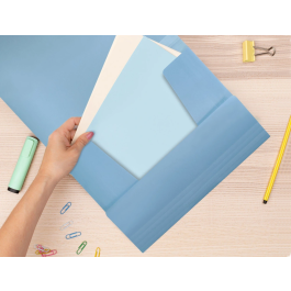 Liderpapel Carpeta con Gomas Tres Solapas Polipropileno DIN A4 Celeste Opaco