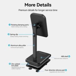 Vention KCQB0 Soporte Universal para Smartphone y Tablet de 4 a 12.9 Pulgadas, Antideslizante con Almohadillas de Silicona, Material Aleación de Aluminio, Negro