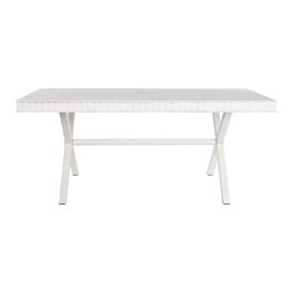 DKD Home Decor Mesa Comedor Moderno Blanco Dorado 90 x 76 x 180 cm