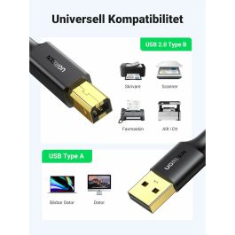 Cable USB 2.0 A a USB B Ugreen 10351 Negro 3 m