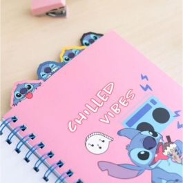 ERIK Cuaderno A5 Stitch Disney 80 hojas a rayas, tapa blanda, wire-o y 4 separadores