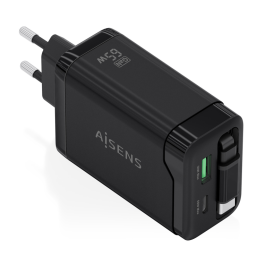 Aisens ASCH-65W3P071-BK Cargador GaN 65W Negro, 2x USB-C, 1x USB-A, Carga Rápida Precio: 21.49999995. SKU: B13CYXCS3K