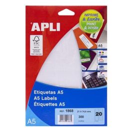 Etiquetas Adh.Impr.Apli A5 Blanca C.Rectos Blister 15H 21X74,6 Mm 300 Uds.(01868) Precio: 3.50000002. SKU: B1F44KS7V3