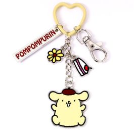 THE CARAT SHOP Llavero Pompompurin Hello Kitty con Clip y Anilla de Corazón de Aleación de Zinc