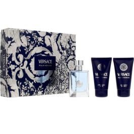 VERSACE Estuche Pour Homme para Hombre (EDT 50ml + Champú 50ml + Bálsamo Aftershave 50ml) Set de 3 Piezas