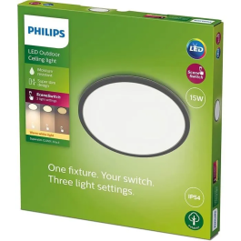 Philips PHI8719514417977 Luz de Techo LED SuperSlim 15W IP54 Negra