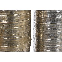 DKD Home Decor Luvato Jarrón Moderno Aluminio Dorado Plateado 31x31x106 cm Set de 2