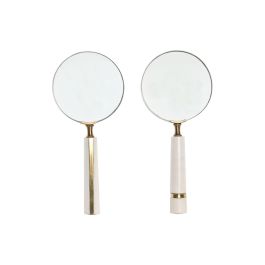 Lupa De Mano Colonial DKD Home Decor Blanco Dorado 14 x 4 x 29.5 cm (6 Unidades)