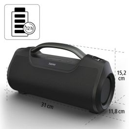 Hama Altavoz Soundbarrel Negro - Sonido Potente, Bluetooth 5.0, Resistente al Agua IPX6, Batería de 12h