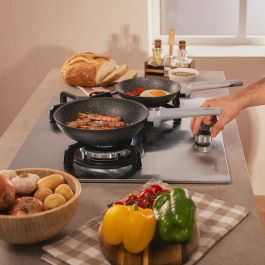 Cecotec Placa de Gas 3 Fuegos Bolero Squad G 3400S 6200W Acero Inox Wok Hierro Fundido