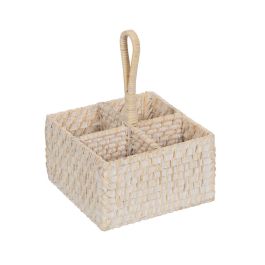 Cesto para cubiertos Blanco Bambú Ratán 19 x 19 x 27 cm Precio: 22.49999961. SKU: B15KJYBWT2