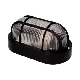 Edm Aplique Oval de Pared y Techo Modelo Tarragona IP54 Negro E27 40W 220-240V, Plástico/Cristal, 11,4x20,2x10 cm