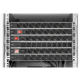 DIGITUS Regleta 1HE de Aluminio con 7 Tomas Tipo F, Protección Sobrecarga 4000W, Cable 2m, Interruptor On/Off