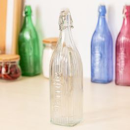 Quid Botella Viba Vidrio Transparente con Tapón 1L Apto Frigorífico