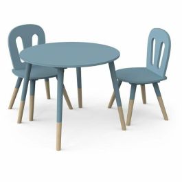 Demeyere AUC1703287709361 Conjunto de Mesa + 2 Sillas FIRMIANA, Estilo Escandinavo, Azul Tormenta y Madera Natural Precio: 86.99000002. SKU: B13SZL29DW