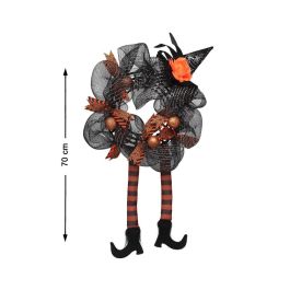 Corona Decorativa Halloween 70 cm con Piernas de Bruja, Sombrero, Lazos y Malla - Decoración Única y Divertida Precio: 5.98999973. SKU: B1JJHNHXKG