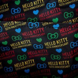 Loungefly Mochila 50 Aniversario Hello Kitty Nylon 24cm - Correas Ajustables y Bolsillos Laterales