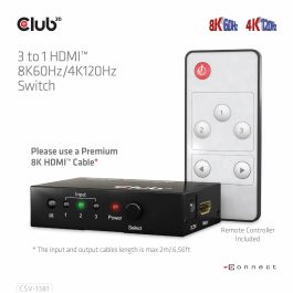 Club3D Switchbox HDMI 3 Entradas a 1 Salida 8K60Hz UHD