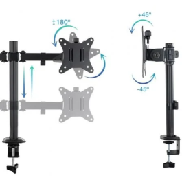 TooQ Soporte de Mesa para 2 Monitores DB1802TN-B Giratorio Inclinable hasta 8kg Negro