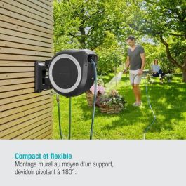 Gardena 18632-20 Soporte de Manguera Mural RollUp XL Automático 35m Ø13mm con Kit Completo Liseret Blanco