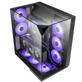 Mars Gaming MC3 Caja ATX Semitorre Gaming, Triple Cristal Templado, 3 Ventiladores FRGB Incluidos, Micro-ATX/Mini-ITX, Negra, Gestión de Cables