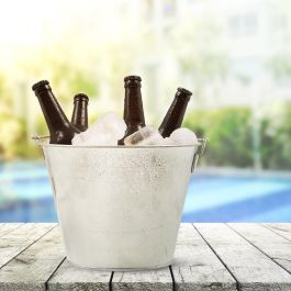 Inde Cubo de Metal Galvanizado Ovalado con Abridor 26x2 cm (12 Unidades)