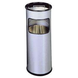 Durable 333023 Papelera de Metal Redonda con Cenicero Integrado, Plata, 17 L, 26 cm Diámetro, 620 mm Altura