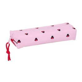 Safta Estuche Portatodo Escolar Minnie Mouse Nalve Rectangular con Goma Elástica de 22 cm y 1 Cremallera, Dimensiones 40x70x220 mm