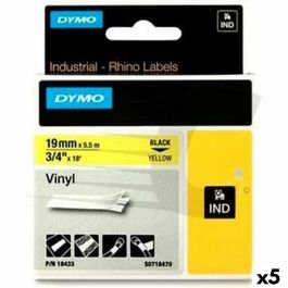 Cinta Laminada para Rotuladoras Rhino Dymo ID1-19 19 x 3,5 mm Negro Amarillo Autoadhesivas (5 Unidades) Precio: 116.89000026. SKU: S8424197