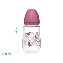 KioKids Set Biberón 250 mL, Chupete Ortodóntico Silicona y Pinza Sujetachupete Rosa | Bebés +6 Meses