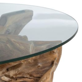 Mesa Centro Natural Madera / Cristal 90 X 90 X 45 cm