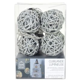 Home Deco Factory Guirnalda de 8 luces LED Ratán Gris, 2700K