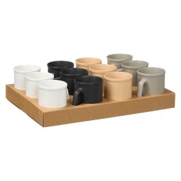 Vessia Jarra Surtidos Colores Neutros 550 Ml, Cerámica, Beige, Blanco, Gris, Negro - 13.5 x 12.2 x 9.7 cm (Set de 24)