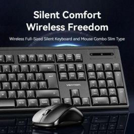 Vention KTZB0-EN Combo Teclado y Ratón Inalámbricos 2.4G Negro 104 Teclas Inglés para Windows