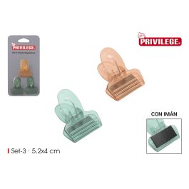 Privilege Set de 3 Pinzas Cierra-Bolsas con Imán - Plástico, 5 cm Largo x 4 cm Ancho x 2.5 cm Alto (36 Cajas) Precio: 33.4999995. SKU: S2211732