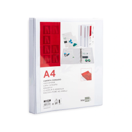 Liderpapel Carpeta Canguro 4 Anillas Mixtas A4 Plástico Color Blanco