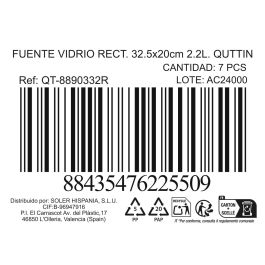 Fuente de vidrio rectangular Quttin 32.5x20 cm 2.2L (7 Unidades) Fuente de vidrio rectangular Quttin 32.5x20 cm 2.2L (7 Unidades)