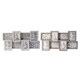 DKD Home Decor Marco Multifoto Urban para Decoración del Hogar, MDF y Cristal, Gris Marron 60x32 cm (2 Unidades)