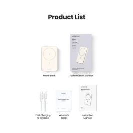 Ugreen 25208 Batería Externa Magnética 10000 mAh Carga Inalámbrica 20W PD para iPhone 12-15 Series Beige