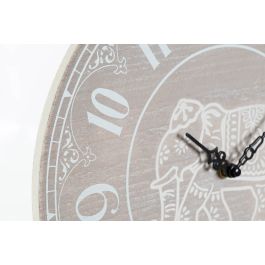 DKD Home Decor Reloj de Pared Estilo Indio Elefante Decapado MDF Blanco 30x30x3 cm Pack 4 Unidades