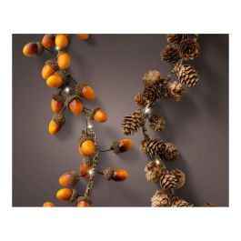 Guirnalda de 15 Micro LED, 110 cm, Luz Cálida, Interior, Piñas o Bellotas, con Programador, Pilas AA
