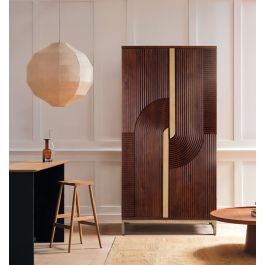 GINER Y COLOMER Mueble Bar Madera de Mango y Metal Cerezo 179 cm Alto