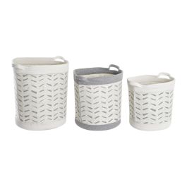 DKD Home Decor Cesta Basicos Gris Blanco Algodon Set de 3 Piezas 35 x 40 x 35 cm Precio: 35.50000003. SKU: S3039169