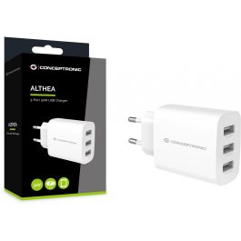 Conceptronic ALTHEA13W Cargador 3 Puertos USB-A 30W 5V/2.4A Blanco