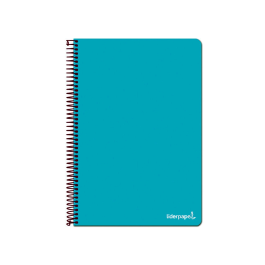 Liderpapel Cuaderno espiral Folio tapa blanda 80 hojas 60gr horizontal margen color turquesa