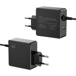 Ewent EW3978 Cargador de Pared USB-C 65W Power Delivery + USB-A para Portátil, Smartphone y Tablet, Carga Rápida, Cable 1.5m Negro