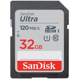 SanDisk Tarjeta de memoria SDHC Ultra 32GB Clase 10 UHS-I U1 120MB/s resistente a golpes agua temperatura y rayos X Precio: 53.49999996. SKU: B12W2WXTBH