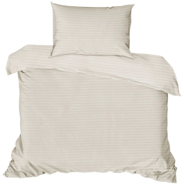 Aucune Juego de Cama AUC8684283970131 - Funda Nórdica 140x200 cm + Funda de Almohada 60x60 cm en Satén con Estampado de Rayas Color Crudo